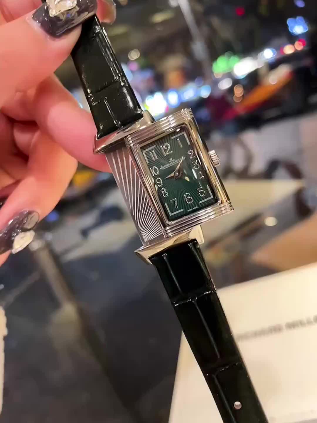 Reverso Green Dial Leather - Jaeger-LeCoultre Reverso Green Dial Black