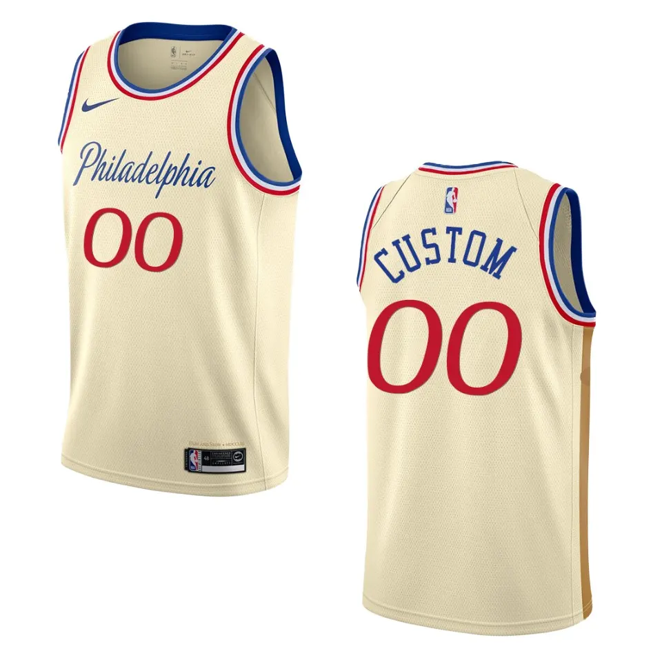 Cream Sixers Custom Jersey - Nike - Philadelphia 76ers