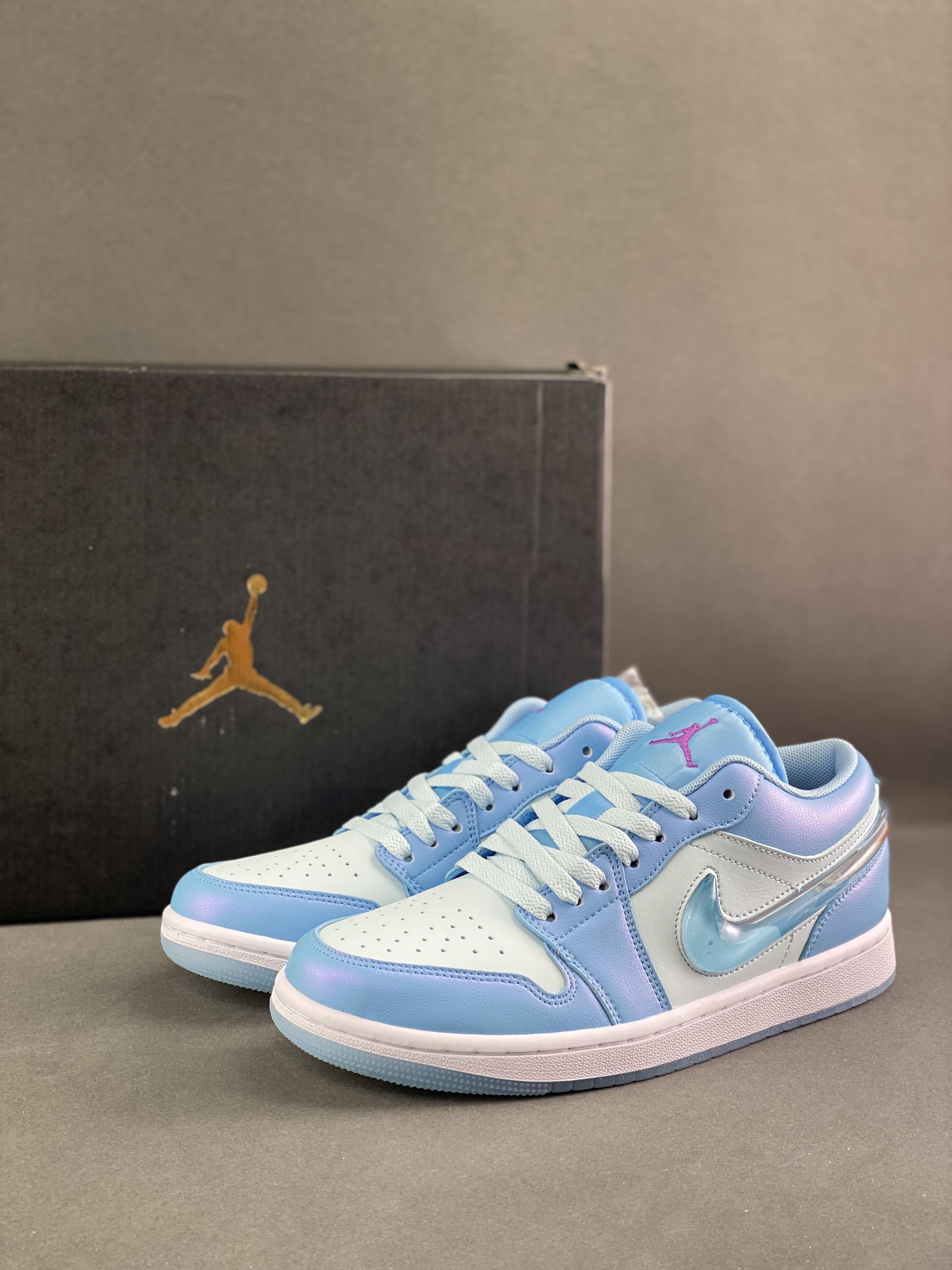 Air Jordan 1 Low sneakers: Top 1 Premium Iridescent Blue Edition
