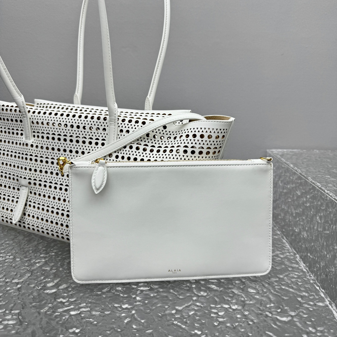 Alaïa Neo Mina 20 Leather top Handle bag - White