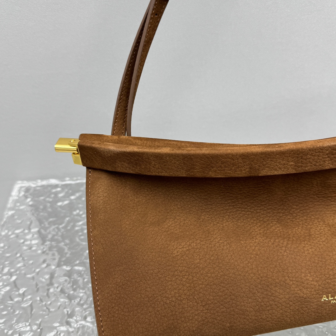 ALAIA Nubuck Medium Le Click East West Bag Umber 1621147