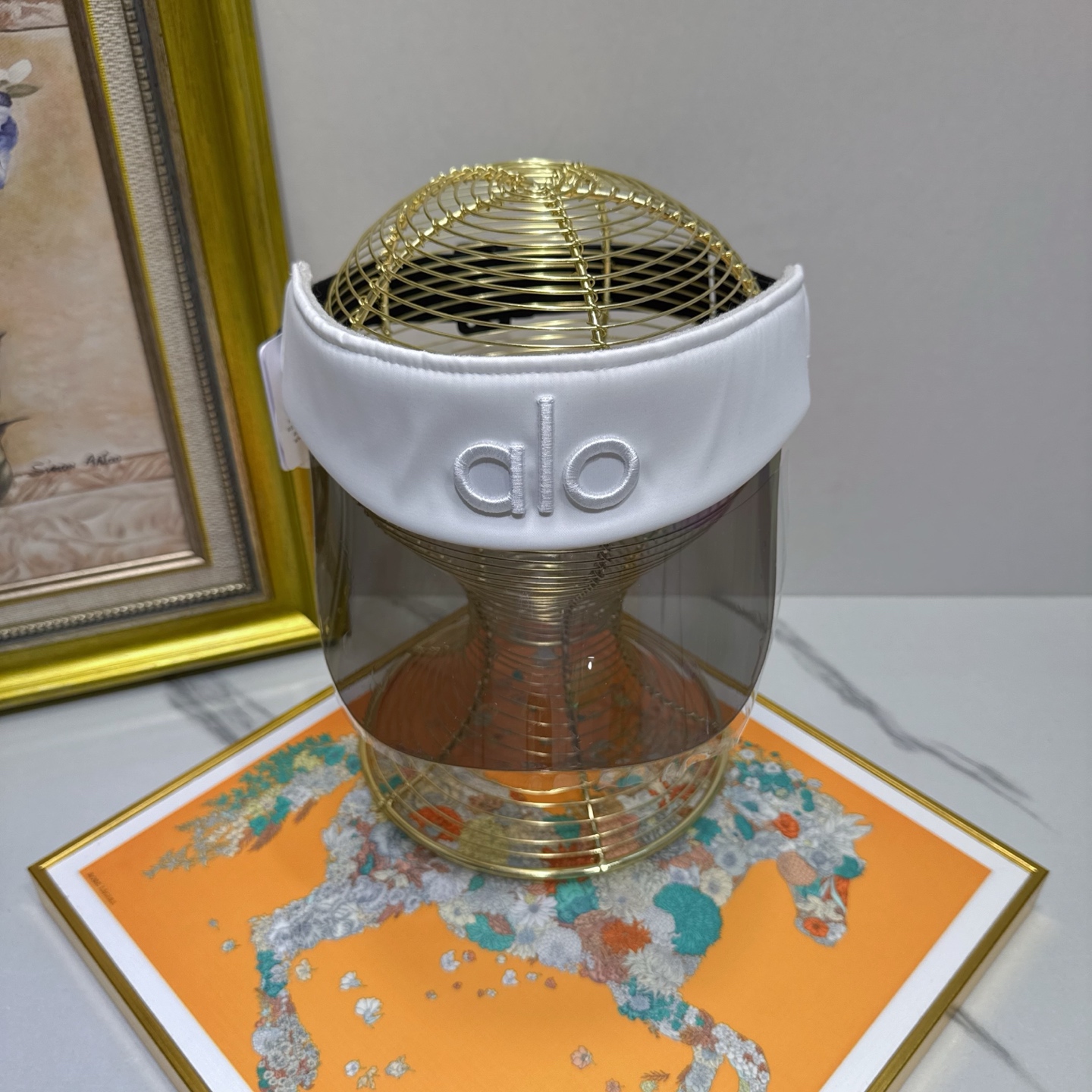 Alo Yoga Gold Metal Cage Visor - Alo Yoga White Visor Gold Cage