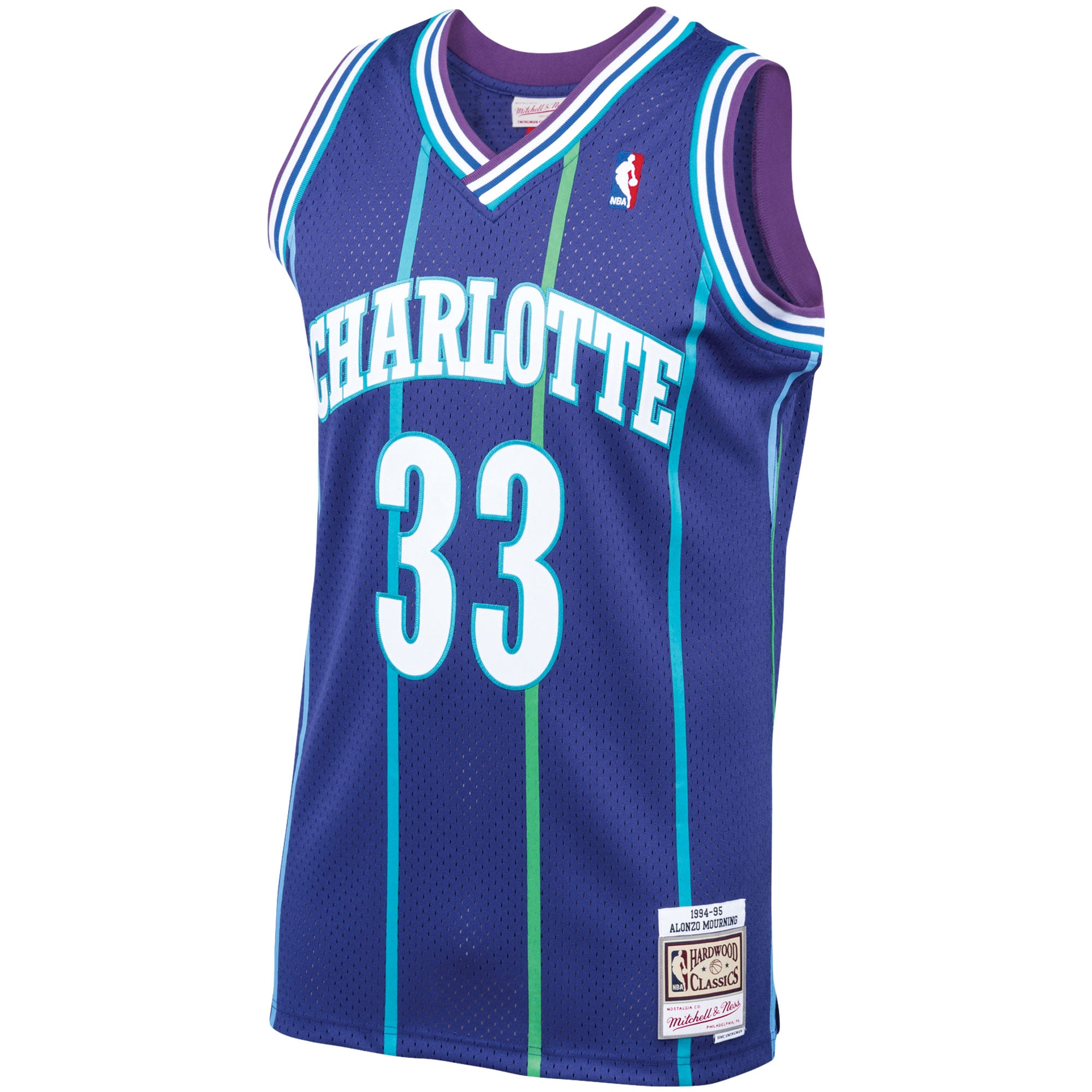 Alonzo Mourning Charlotte Hornets Mitchell & Ness 1994/95 Hardwood Classics Swingman Jersey - Purple
