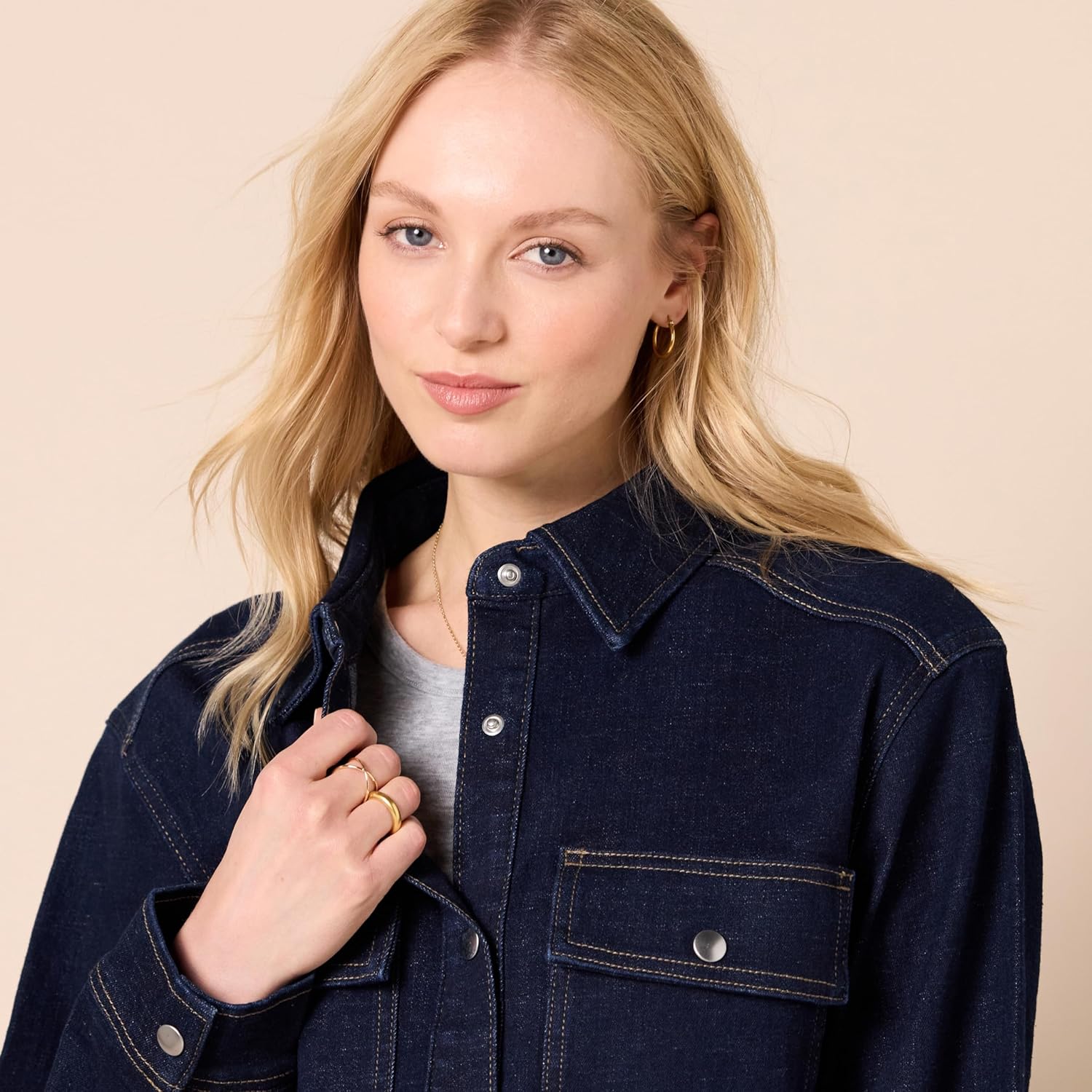 Amazon Essentials Women’s Oversized-Fit Heavyweight Denim Shirt Jacket