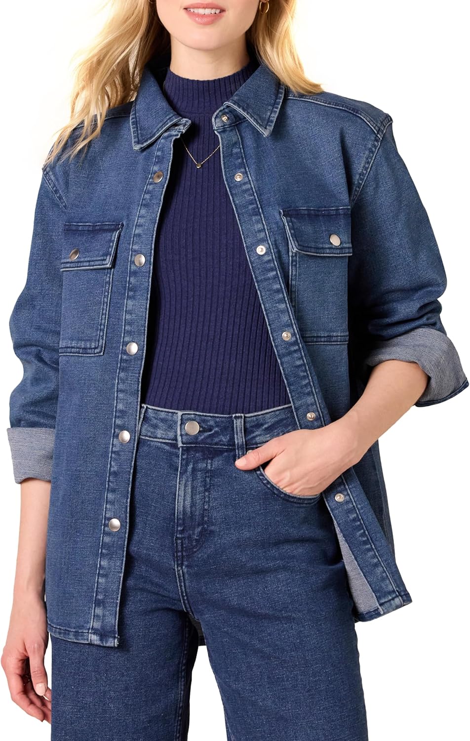 Amazon Essentials Women’s Oversized-Fit Heavyweight Denim Shirt Jacket