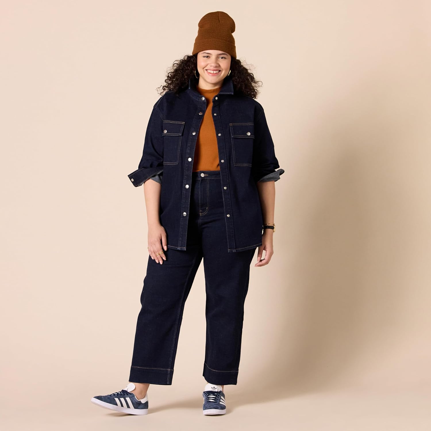 Amazon Essentials Women’s Oversized-Fit Heavyweight Denim Shirt Jacket