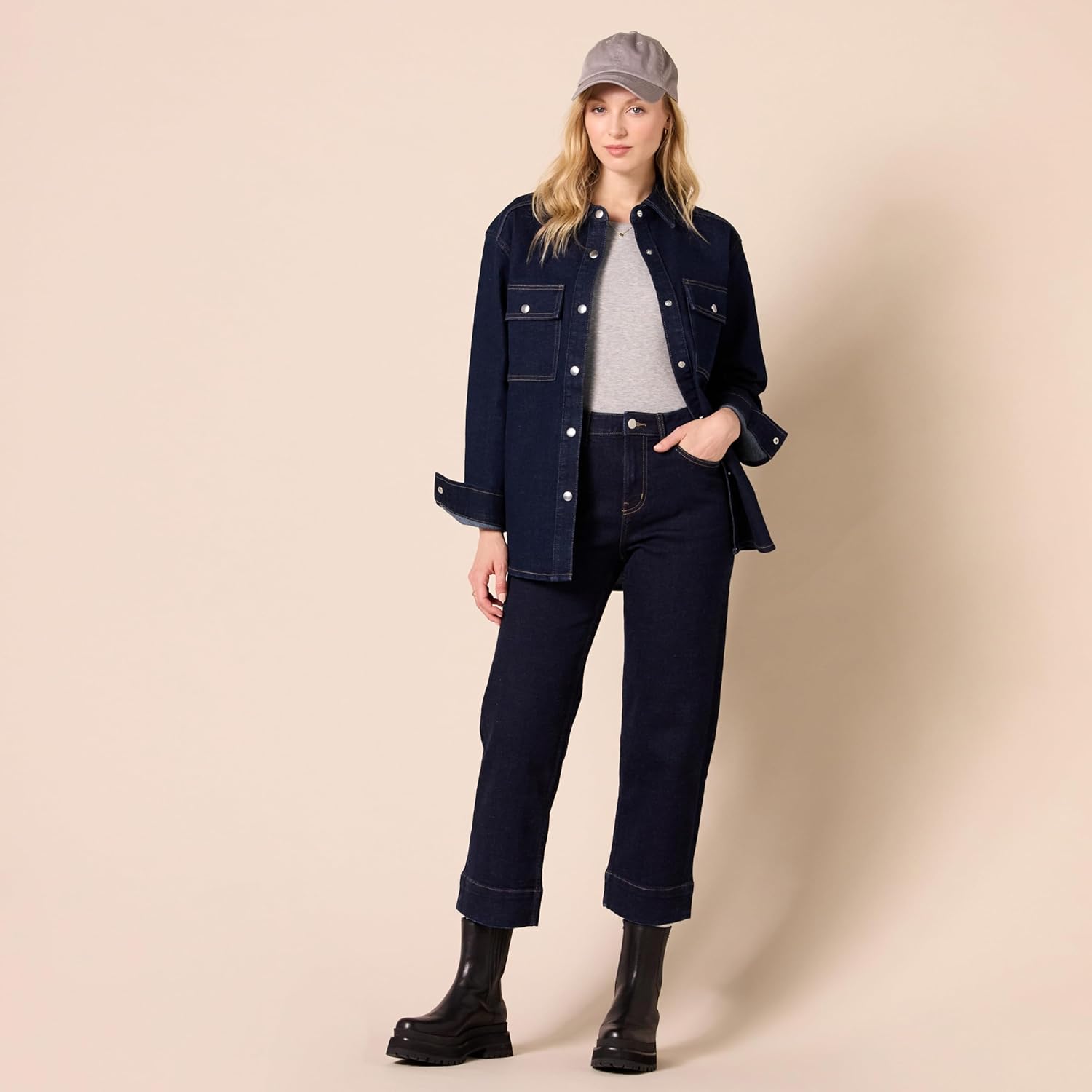 Amazon Essentials Women’s Oversized-Fit Heavyweight Denim Shirt Jacket