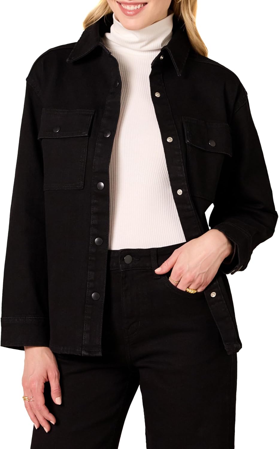 Amazon Essentials Women’s Oversized-Fit Heavyweight Denim Shirt Jacket