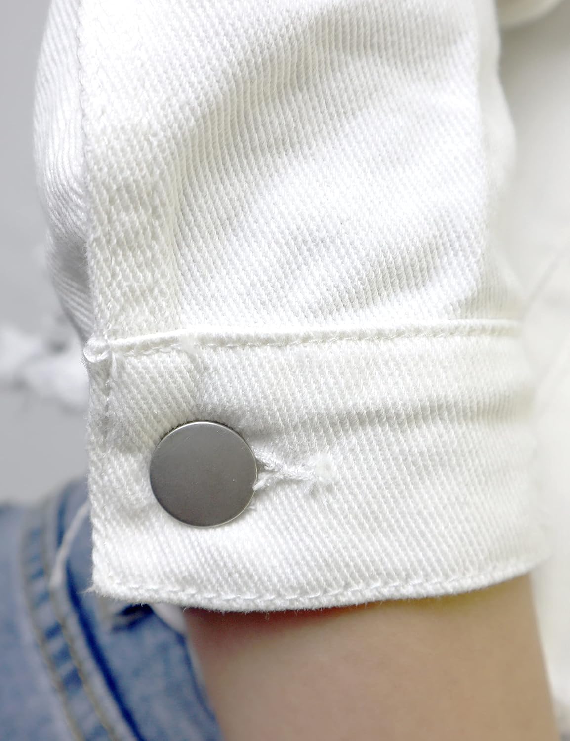 AMEBELLE Jean Jacket for Women Long Puff Sleeve Distressed Crop Denim Jackets Top