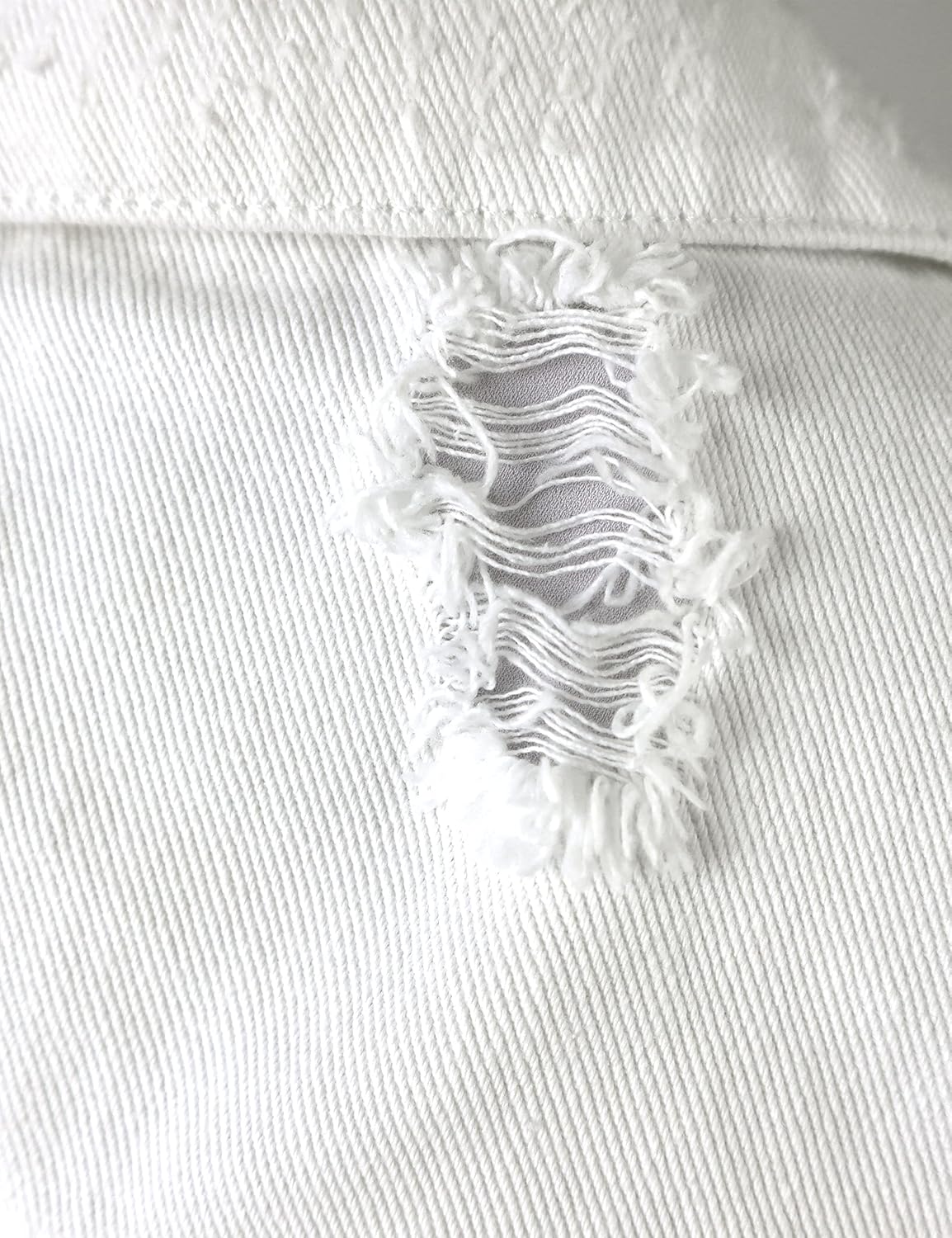 AMEBELLE Jean Jacket for Women Long Puff Sleeve Distressed Crop Denim Jackets Top