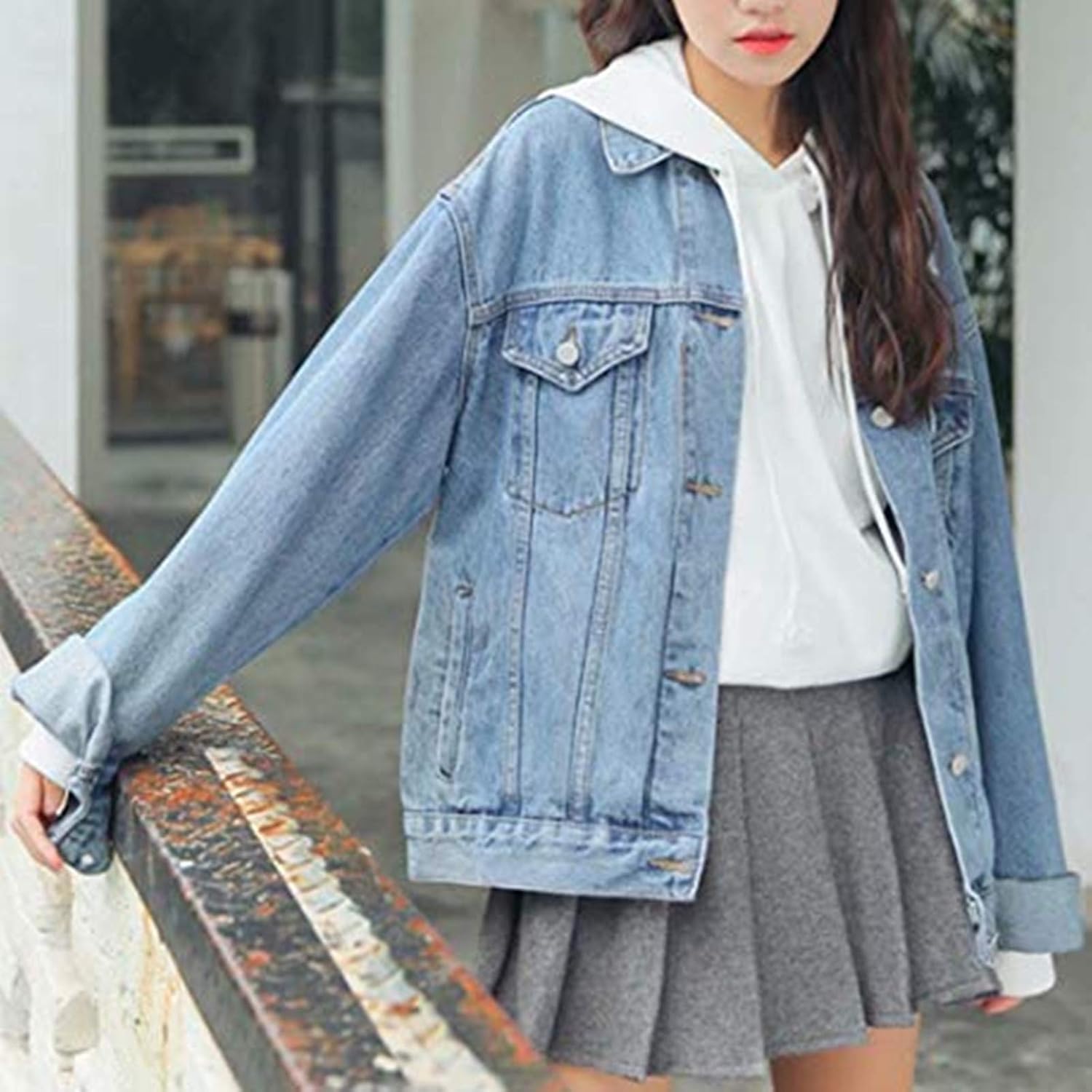 Ankecity Women’s Boyfriend Denim Jackets Long Sleeve Loose Jean Coats Oversize\u2026