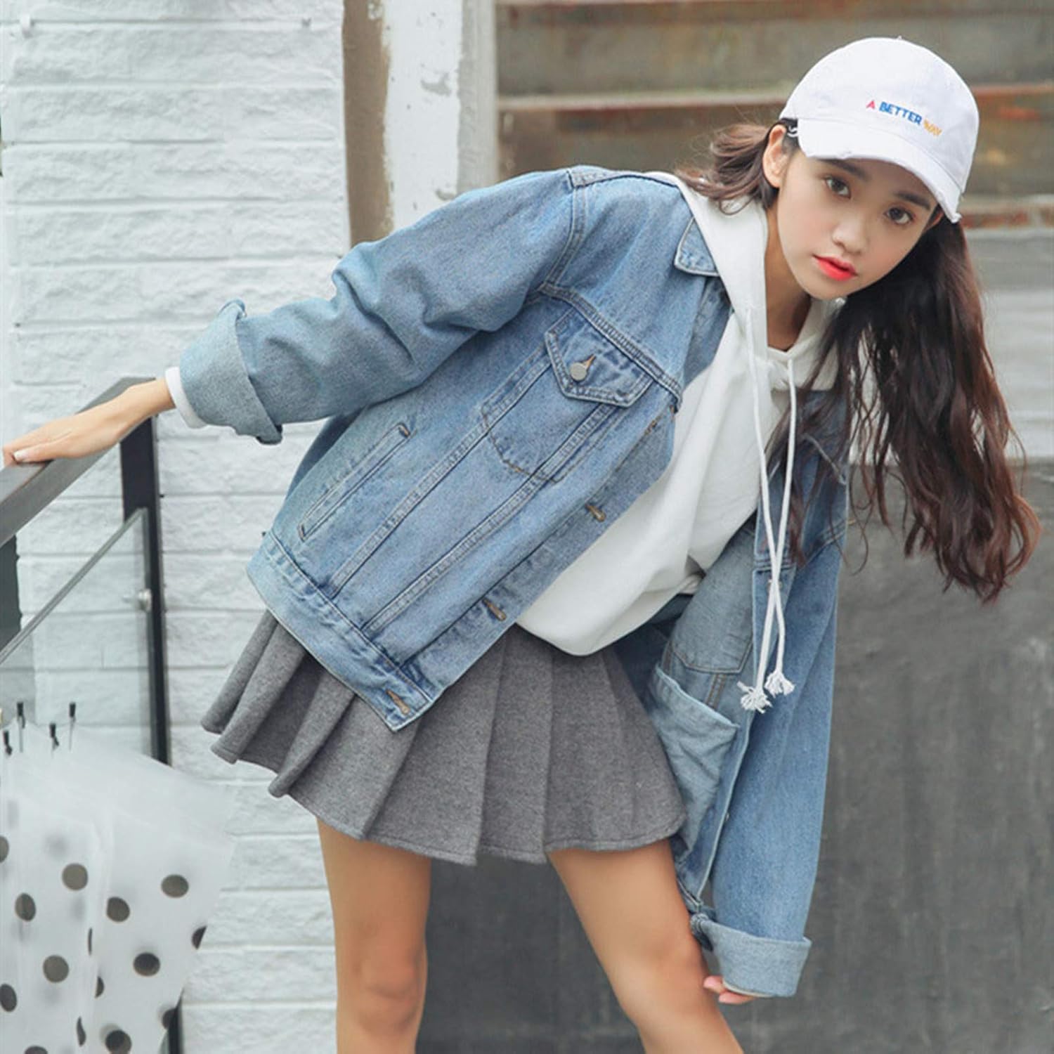 Ankecity Women’s Boyfriend Denim Jackets Long Sleeve Loose Jean Coats Oversize\u2026