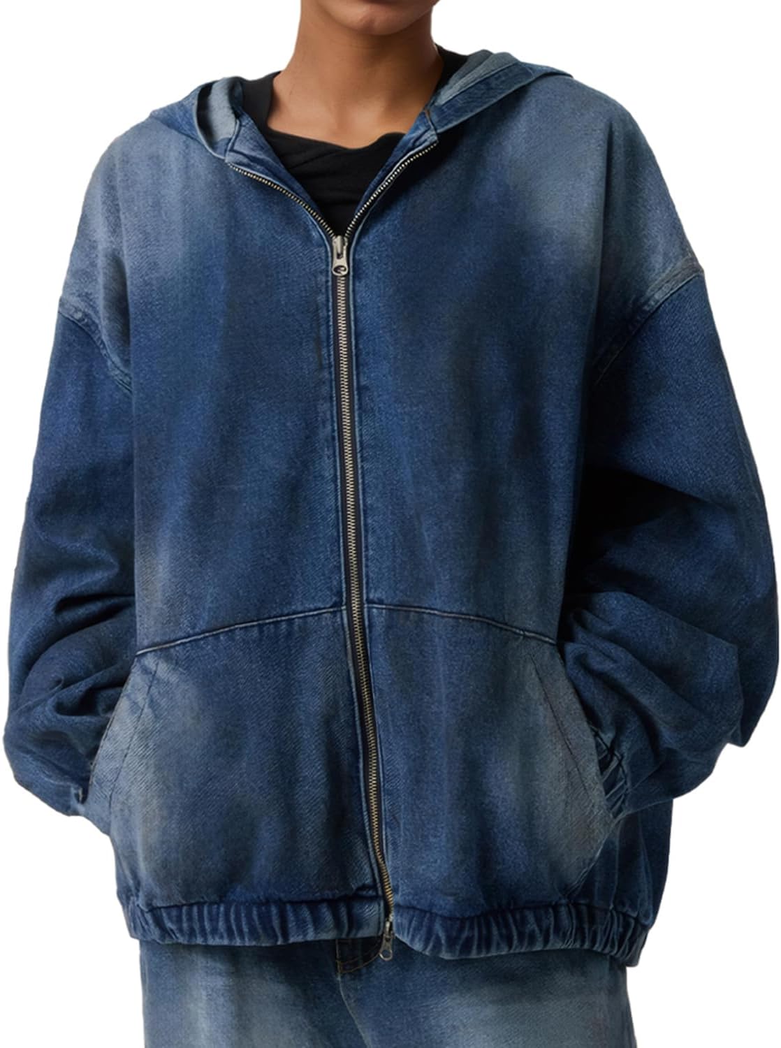 Aomice Women’s Zip Up Denim Hoodie Sweatshirt Jean Jacket Coats with Pockets