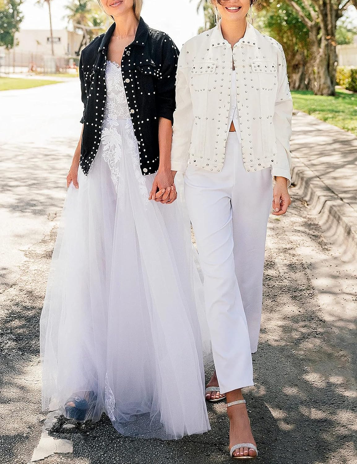 APAFES Women’s Fashion Crop Fringe Denim Jacket Distressed Western Studded Black Trucker Jacket