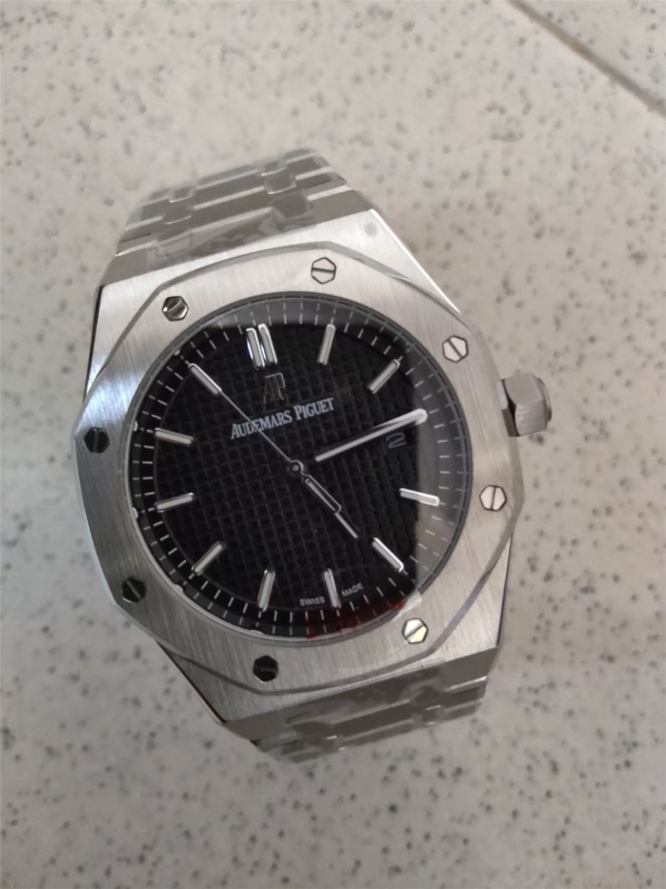 Royal Oak Black Dial - Audemars Piguet - Steel Bracelet