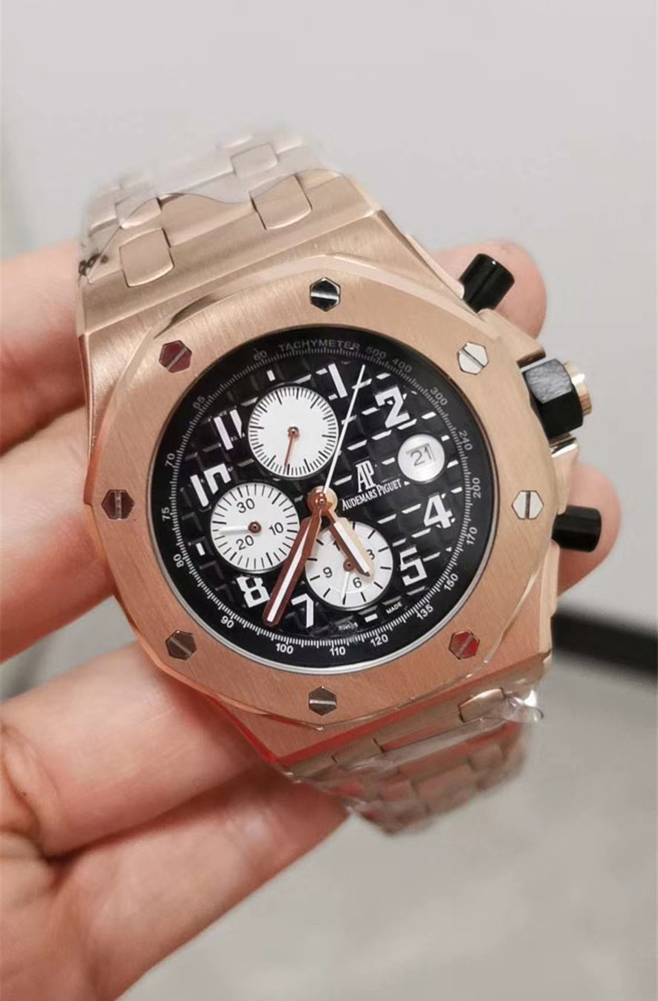 AP Royal Oak Rose Gold Black Dial - Chronograph Watch