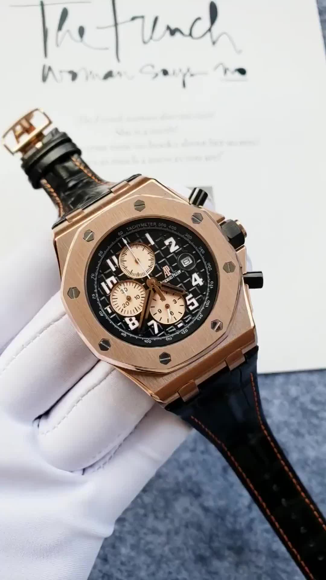 AP Royal Oak Rose Gold Chronograph - Black Dial