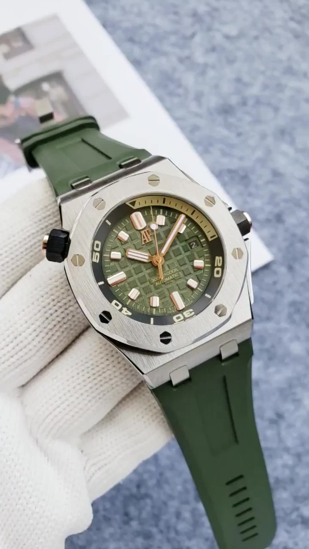Audemars Piguet Green Rubber - Steel Case Watch