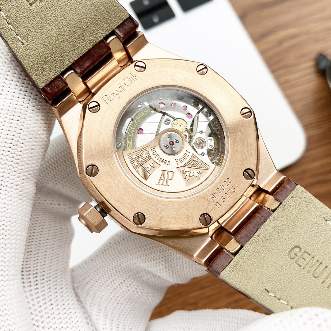Alternative view of Audemars Piguet Rose Gold Brown Leather - Automatic Watch