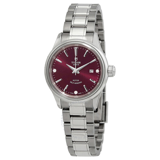 Automatic Burgundy Diamond Dial Ladies Watch