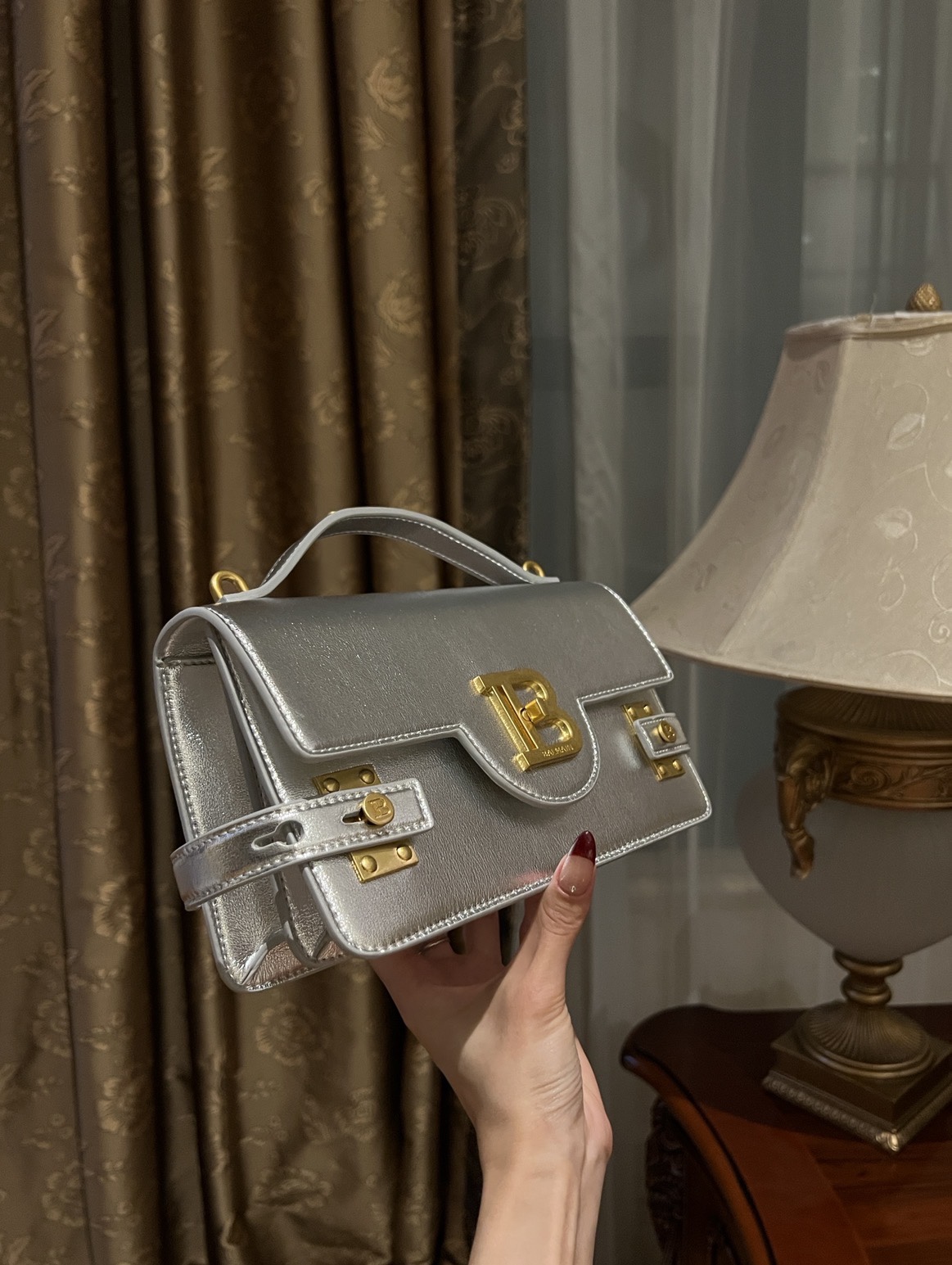 B-Buzz 24 Shoulder Bag - Balmain - Leather - silver