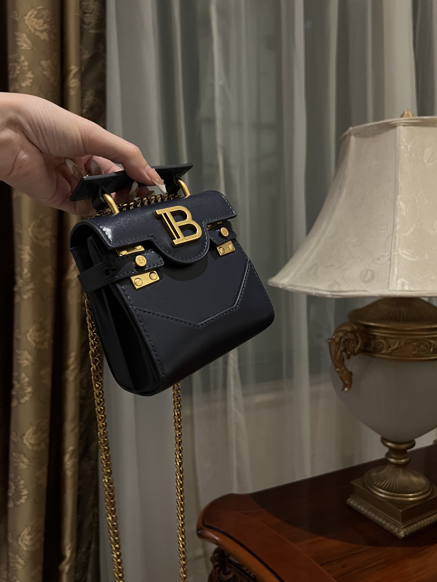 B-Buzz Mini 12 leather bag black - Women | BALMAIN 00149