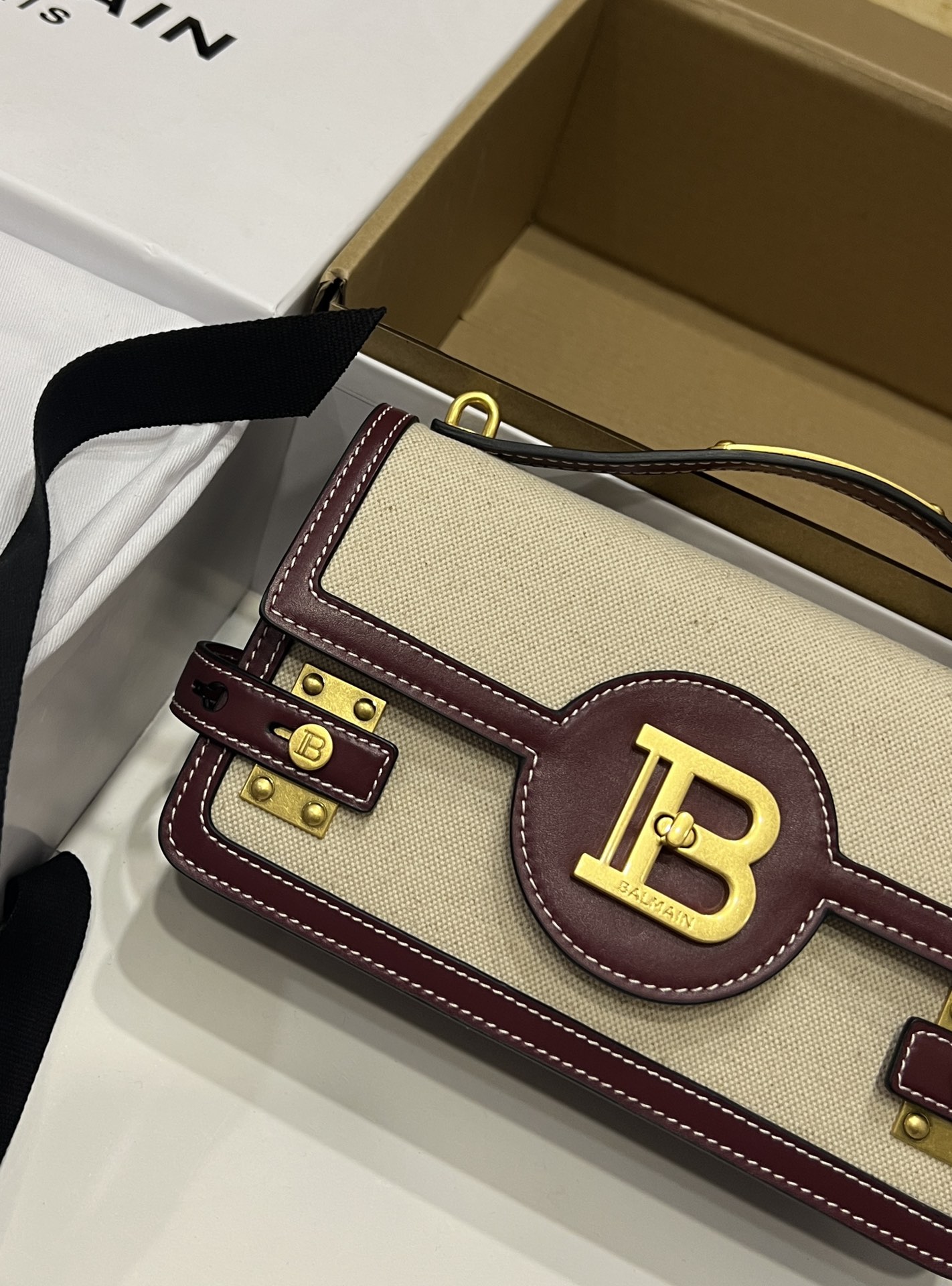 bag BALMAIN Women B Buzz 24 Canvas and Leather Bag