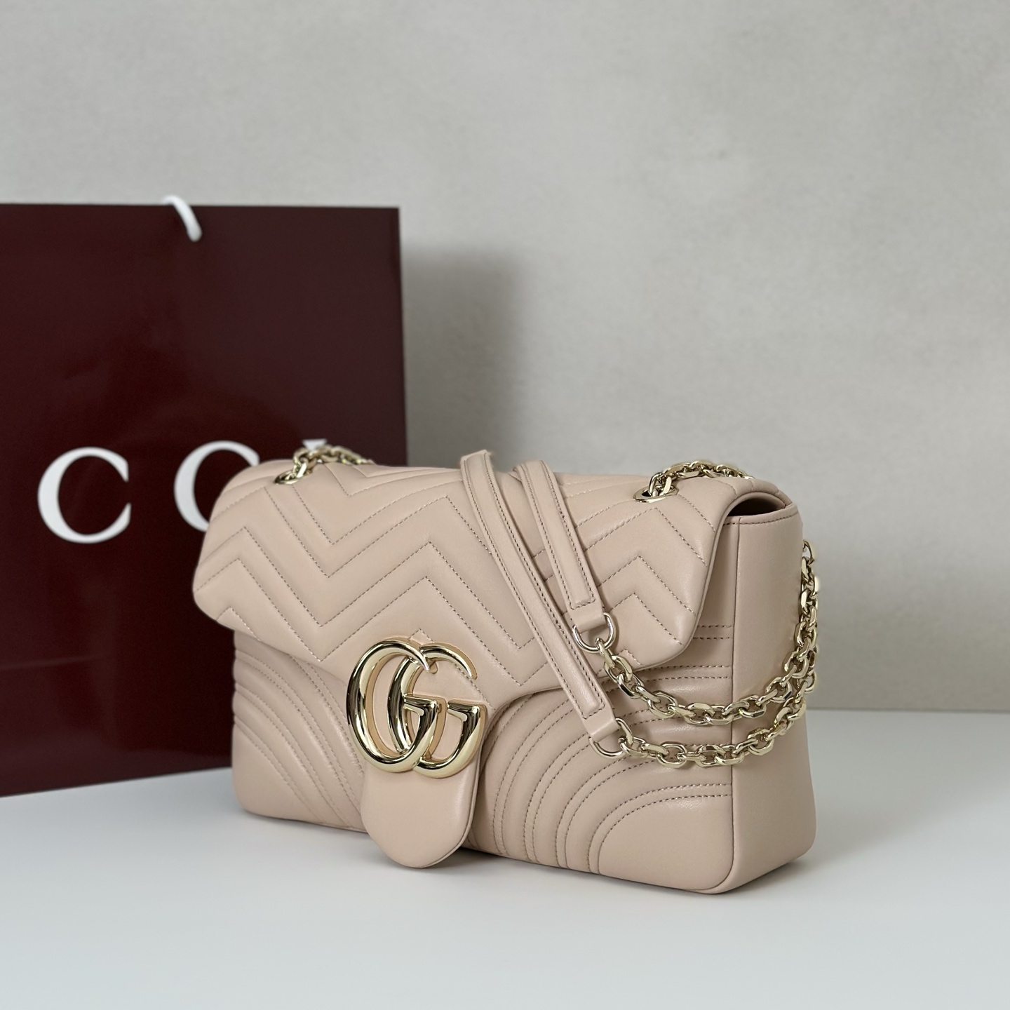 bag Gucci Marmont Small shoulder bag Pink Leather