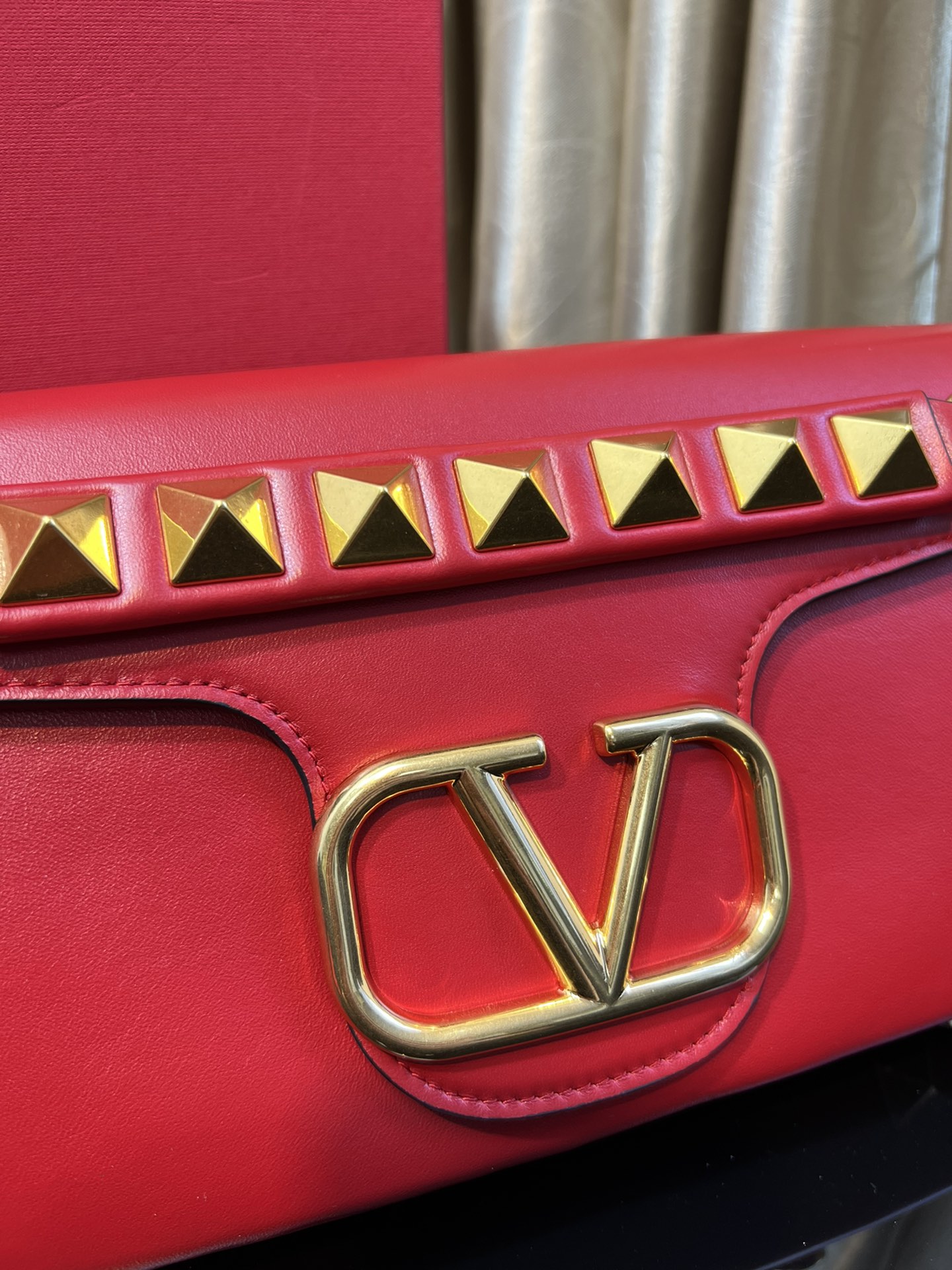 bag red Valentino Stud Sign Nappa Shoulder Bag