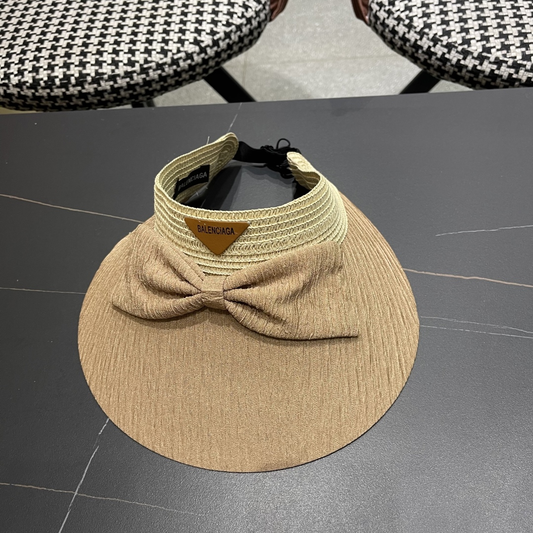 Balenciaga Beige Visor Hat - Bow Detail