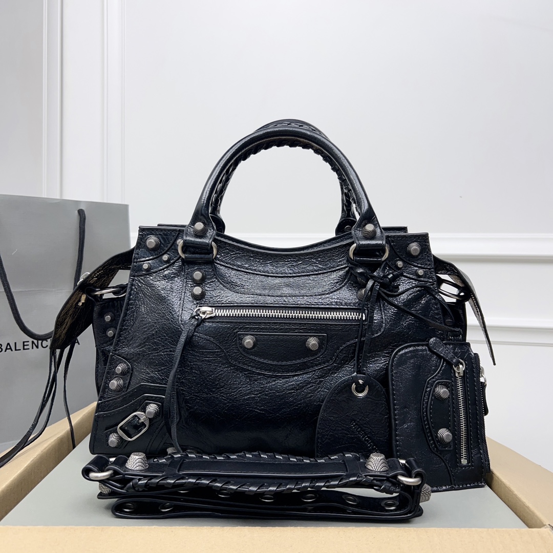 Balenciaga Studded Black Leather