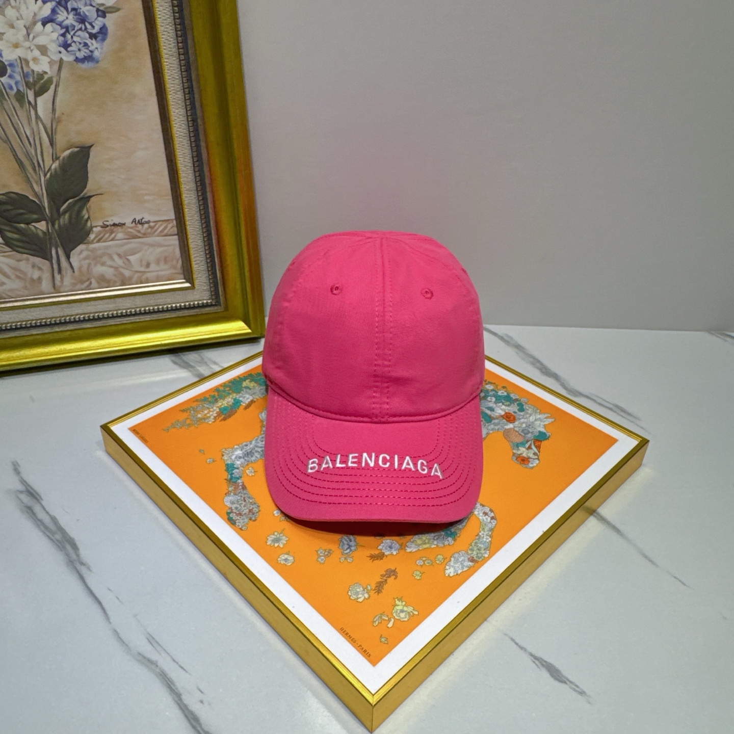 Balenciaga Pink Cotton Cap - Embroidered Logo
