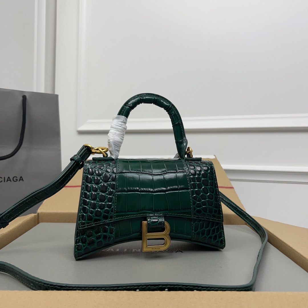 Balenciaga Hourglass Top Handle Bag Crocodile
