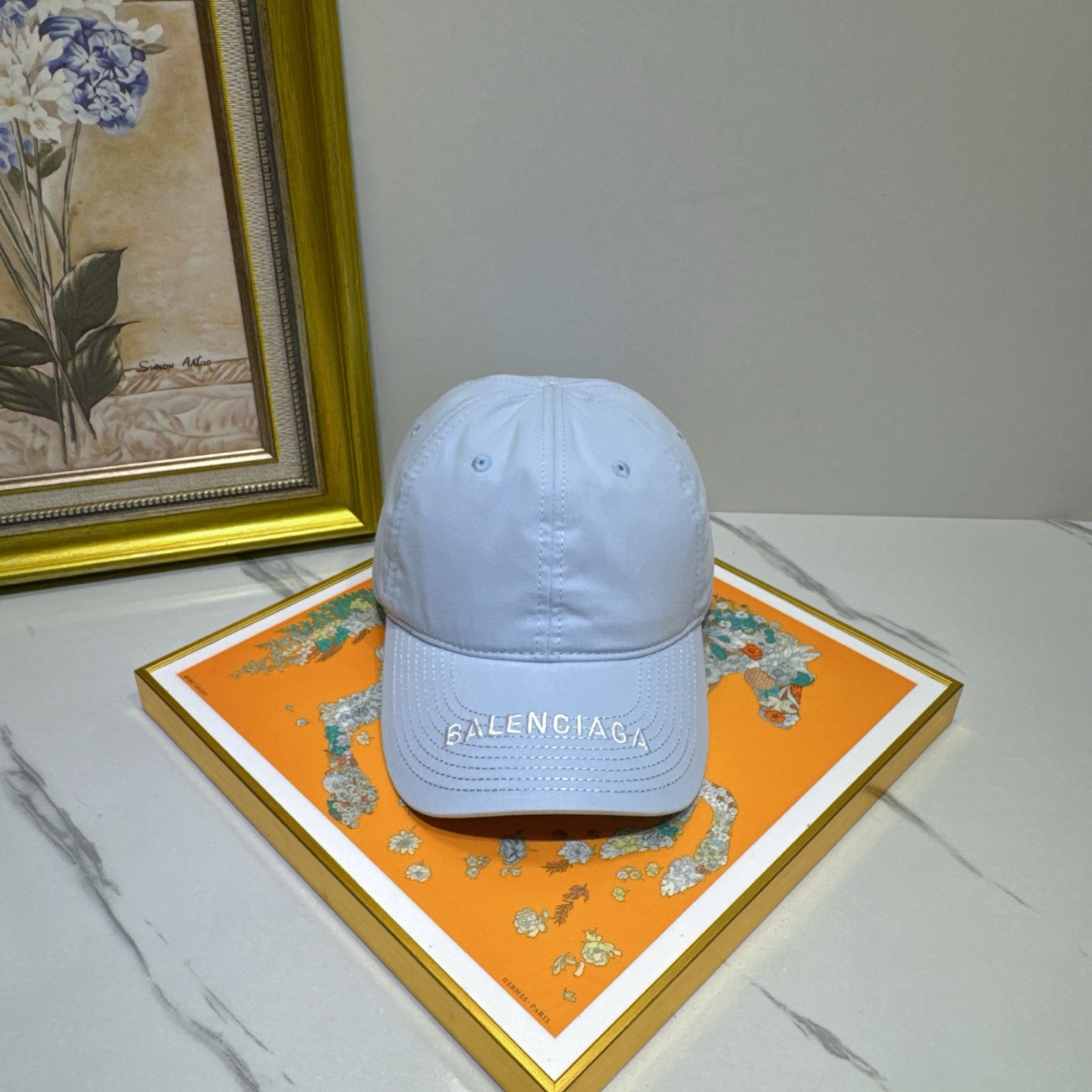 Balenciaga Light Blue Cap - Balenciaga Light Blue Logo Cap - Designer