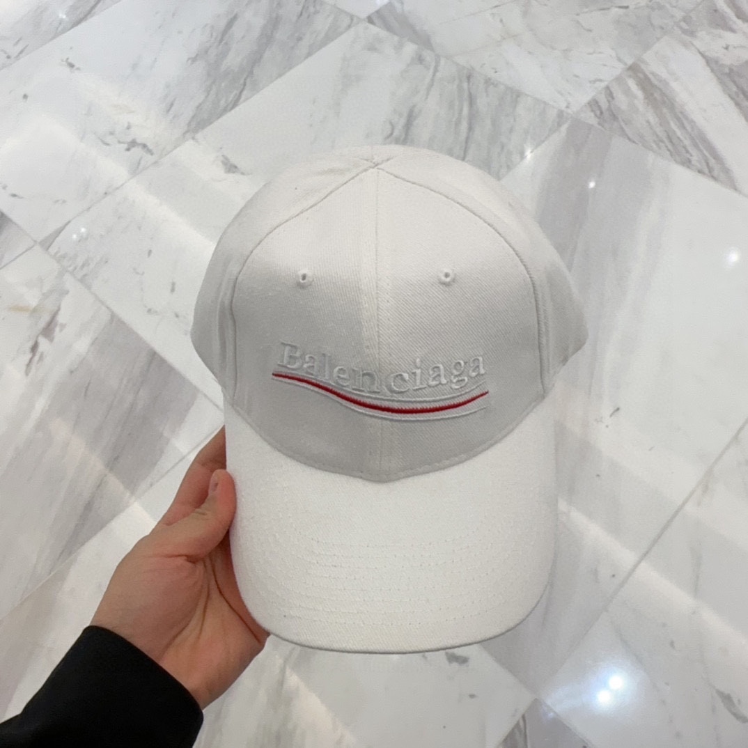 red Balenciaga White Cotton Baseball Cap - Balenciaga White Cotton