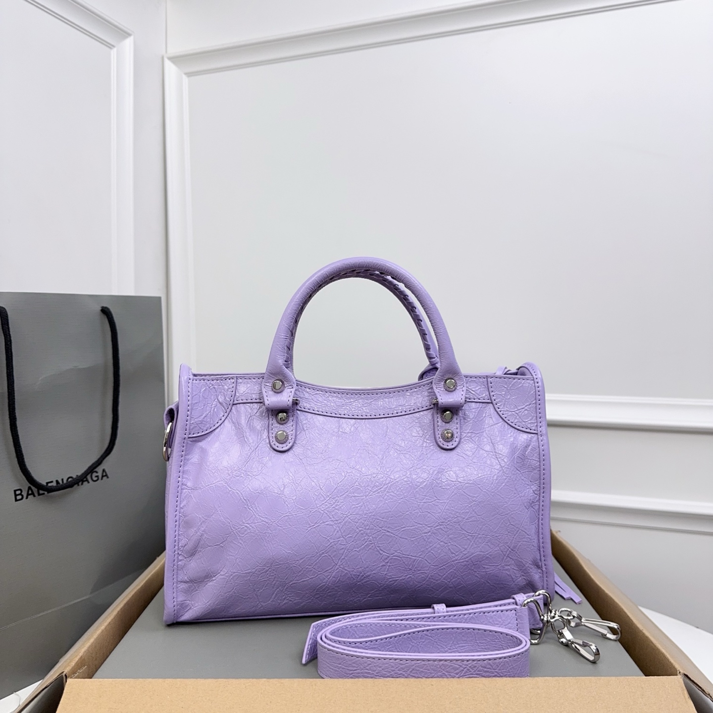 Balenciaga Women's Le City Bag Small in Light Purple | Balenciaga