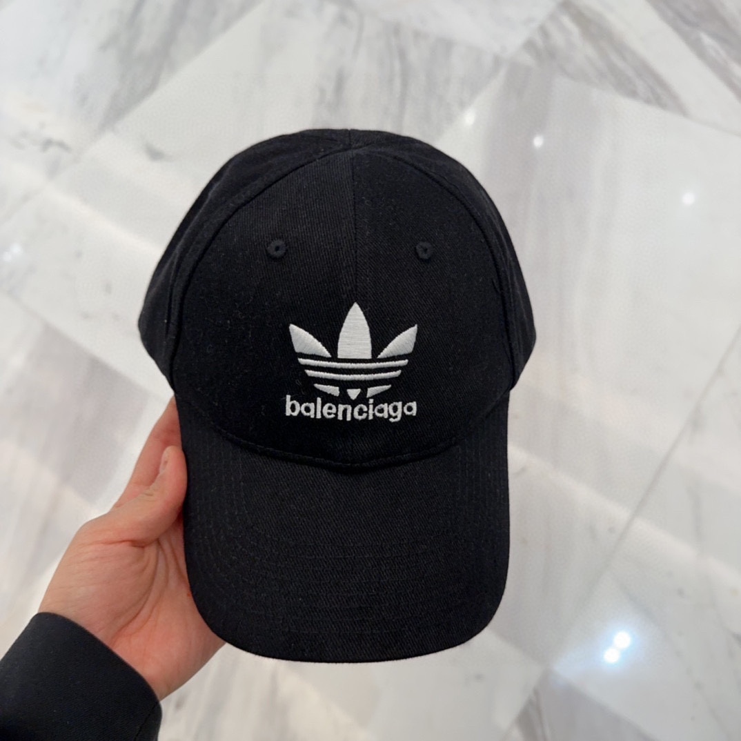 Balenciaga Adidas Black Logo Cap - Designer Collaboration