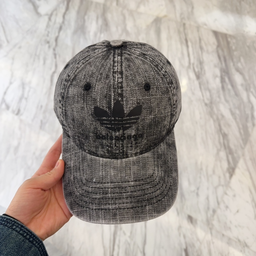 Adidas Washed Black Denim Cap - Embroidered Logo