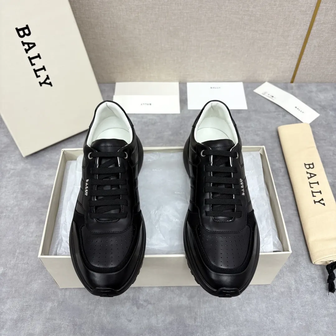 Bally Gavino All Black Leather Sneaker - Men's Designer