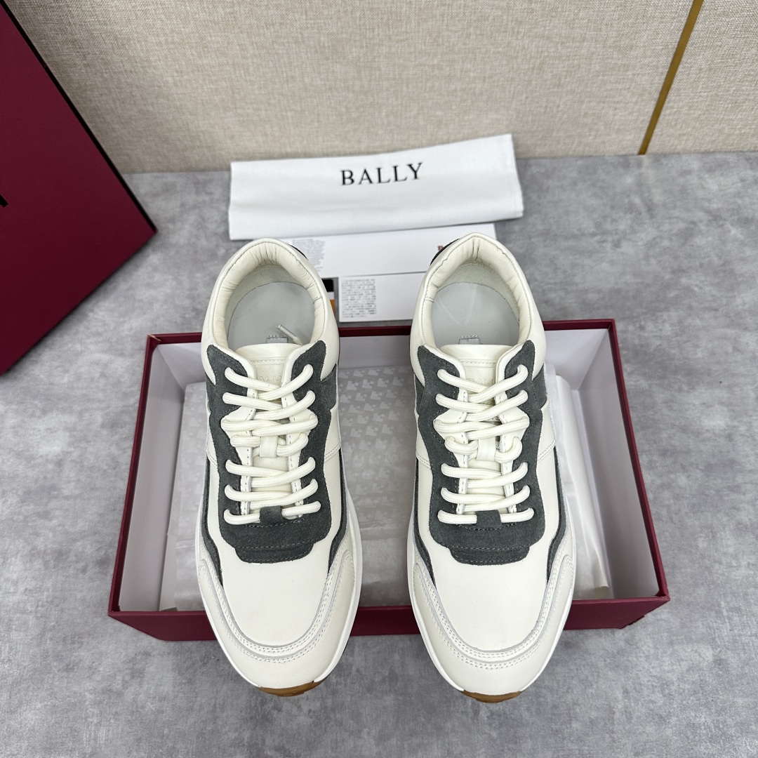 Bally Mandra White and Grey Leather Sneakers – Men’s Luxury Casual Shoes