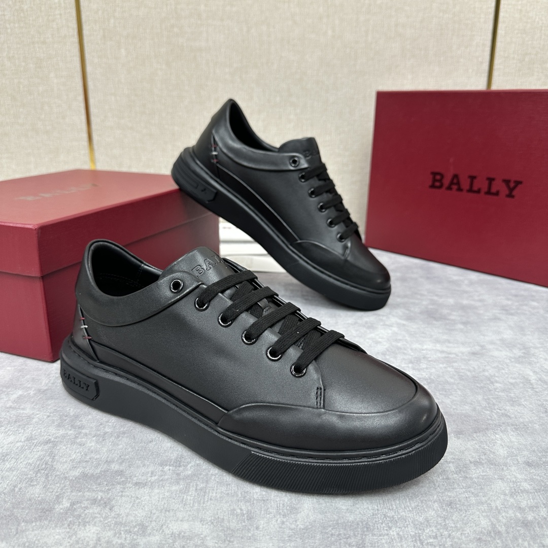 Bally Men's Black Leather Low-Top Sneakers