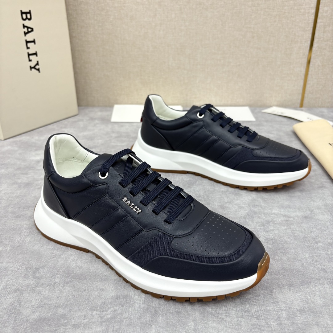 Bally Pearce Navy Blue Leather Sneakers – Men’s Luxury Casual Shoes
