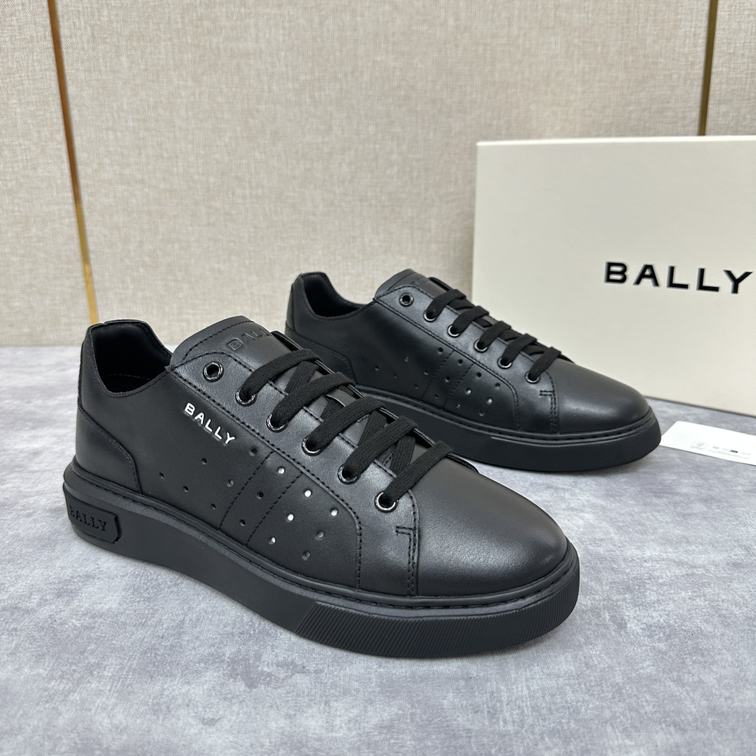 Bally Turyn Perforated Sneakers – Black Leather Low-Top Shoes