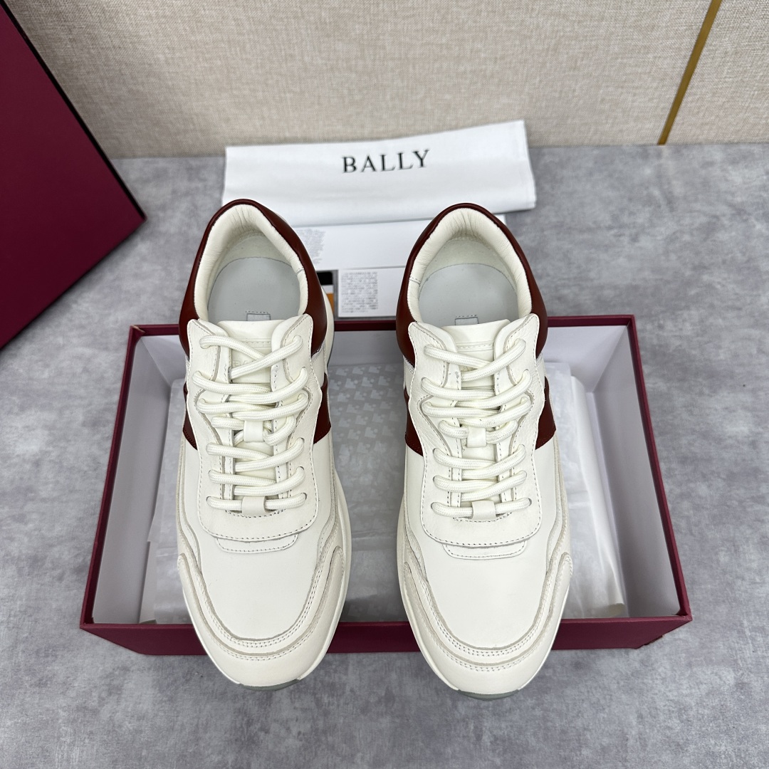 Bally White Leather Sneakers with Brown Suede Panels Men’s Luxury Casual Shoes