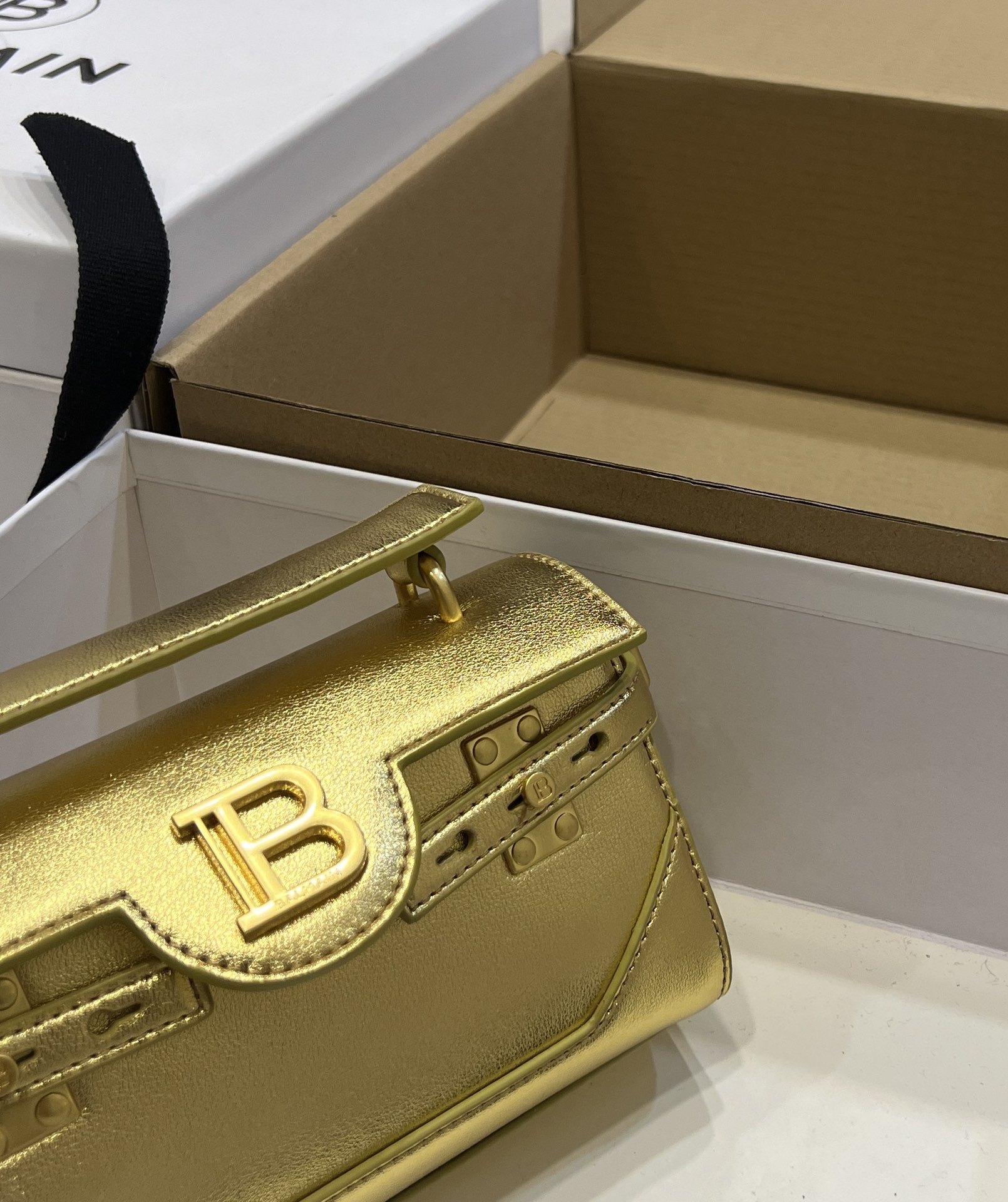 Balmain B-Buzz 18 Backpack - Gold Backpacks, Handbags -