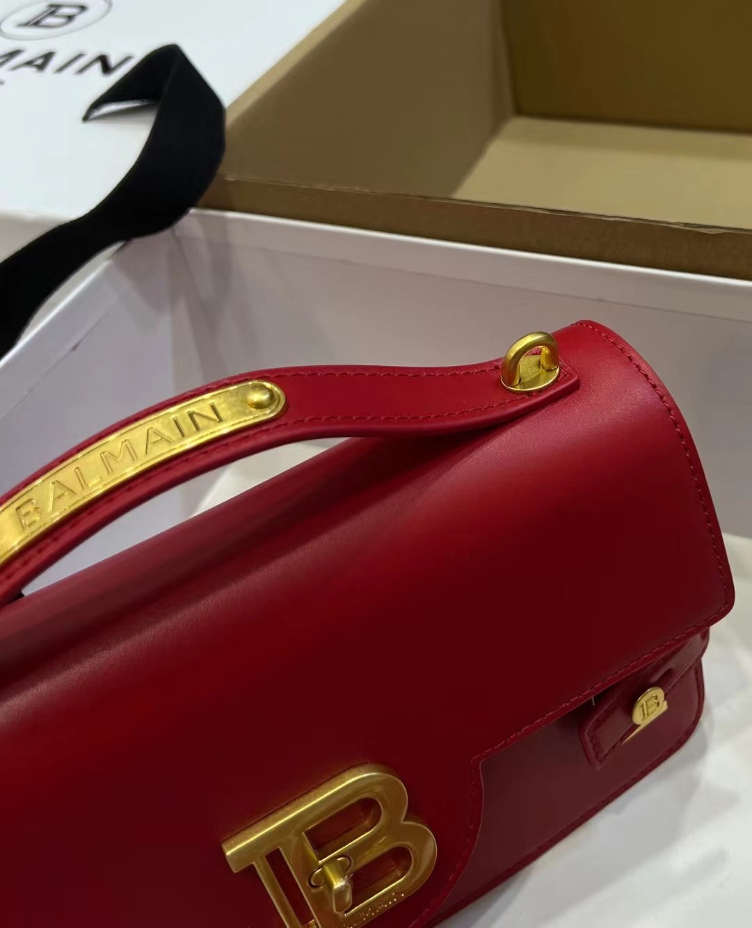 Red Balmain Bag - Designer Leather Crossbody