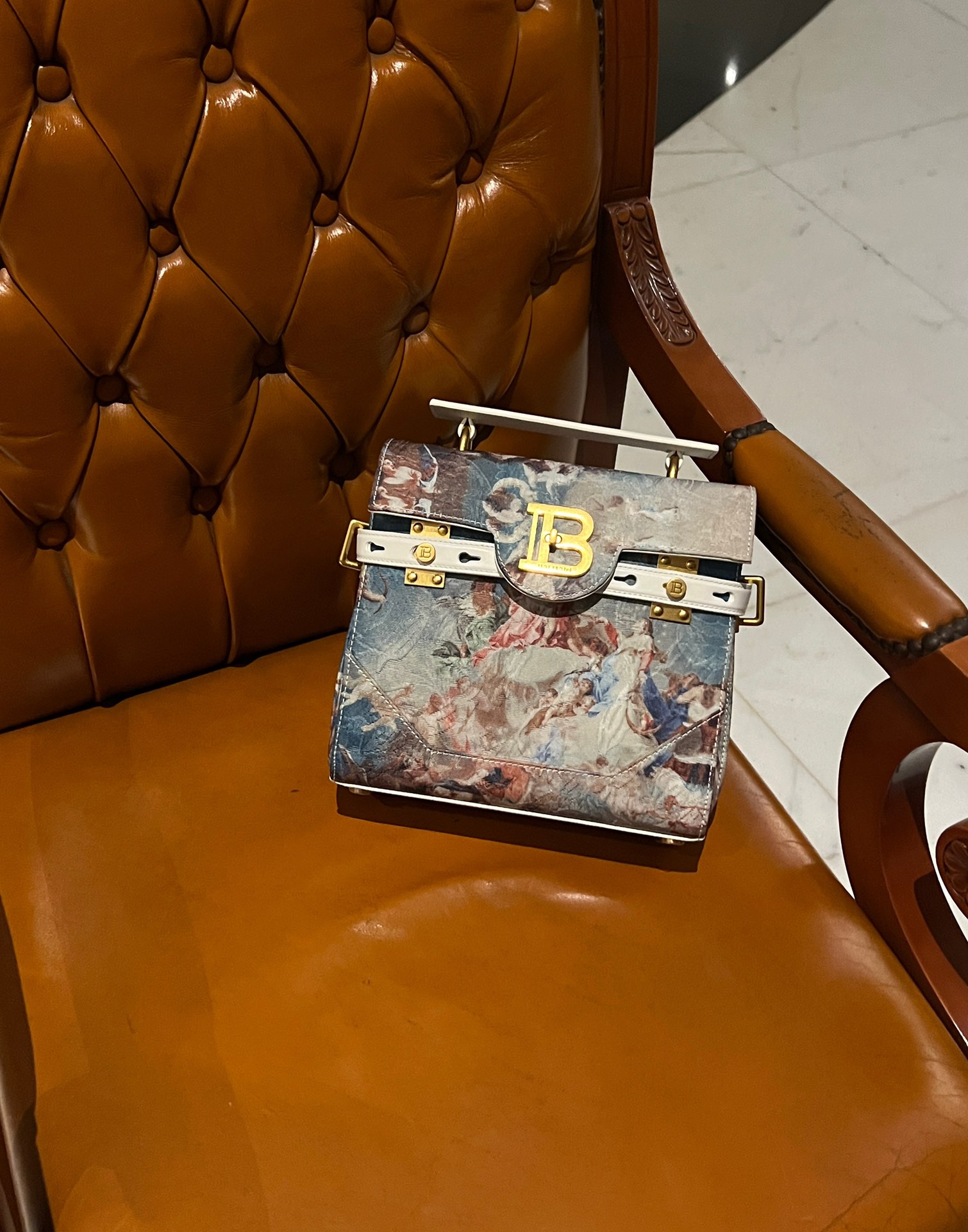 Balmain BBuzz 23 Sky-Print Canvas Satchel Bag  BALMAIN 00119