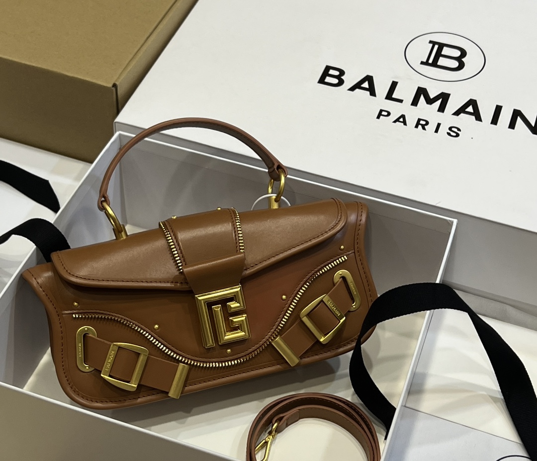 Balmain Caramel Leather Bag - Balmain B-Army Caramel Leather Top