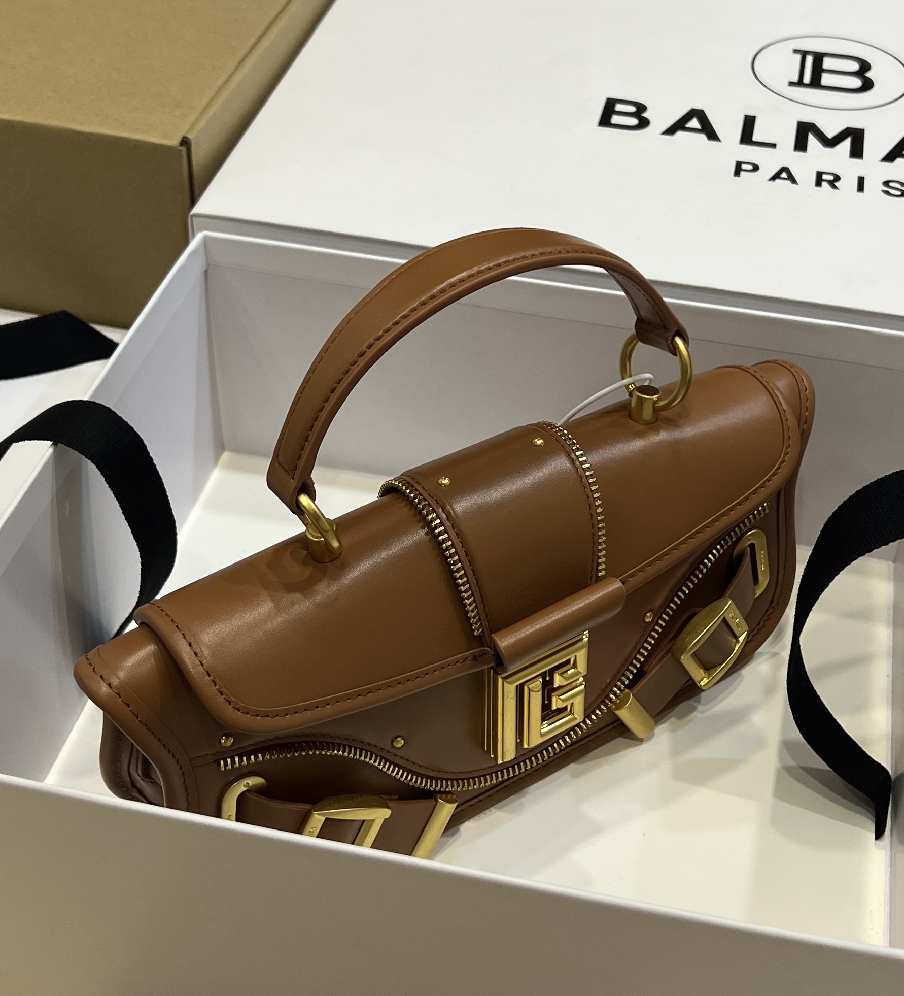 Balmain Brown Leather Bag - Designer Handbag