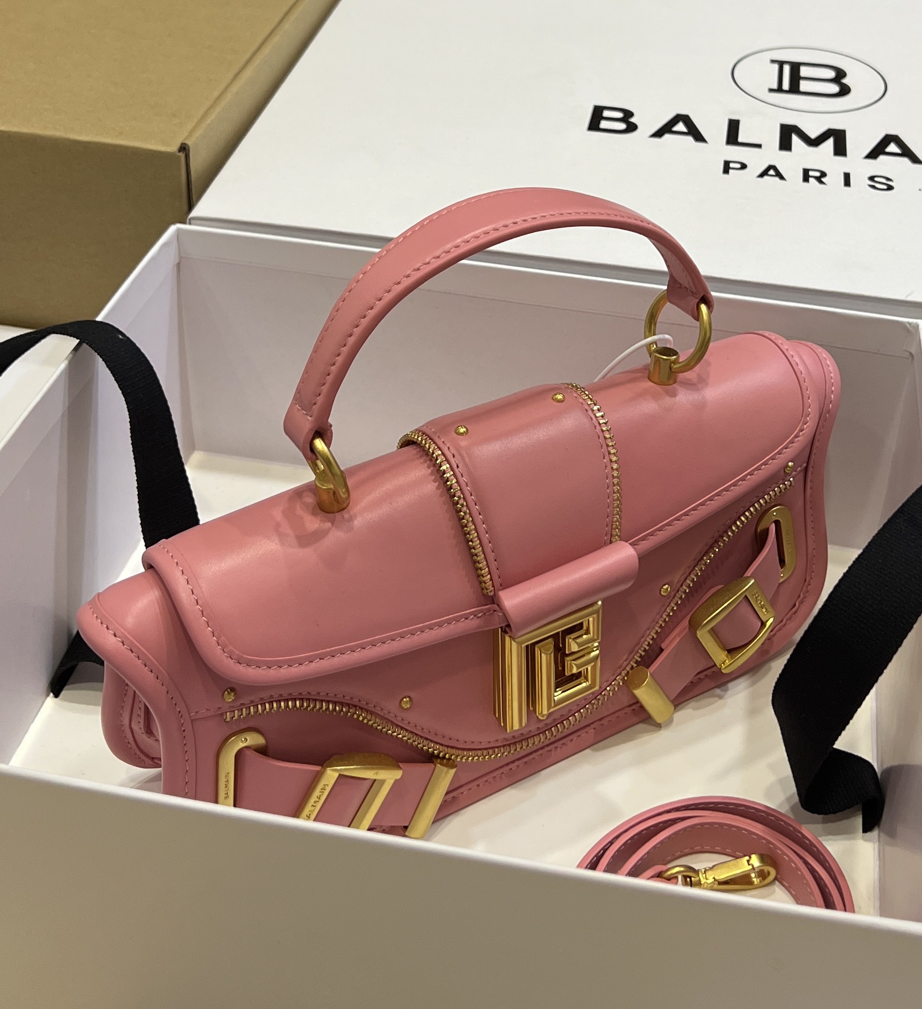 Balmain B-Buzz Bag - Pink Leather Designer Handbag